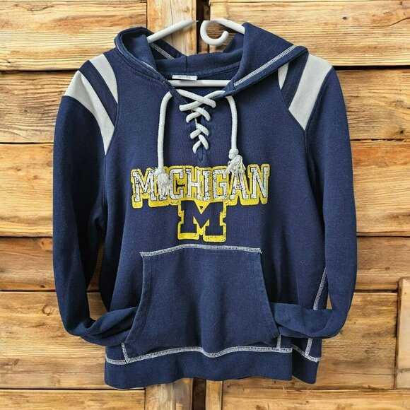 University Of Michigan Wolverines NCAA Navy Blue Hoodie By Pro Edge Jr XL / W M - Picture 16 of 16
